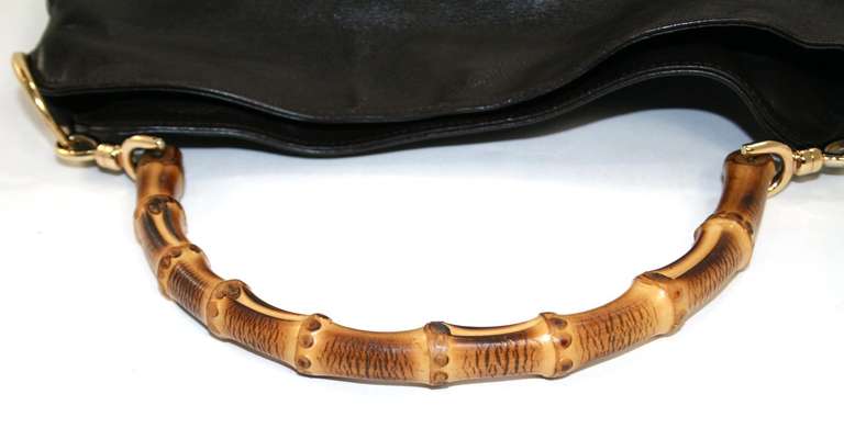 Gucci Brown Leather Bamboo Shoulder Bag In Excellent Condition In New York City & Hamptons, NY
