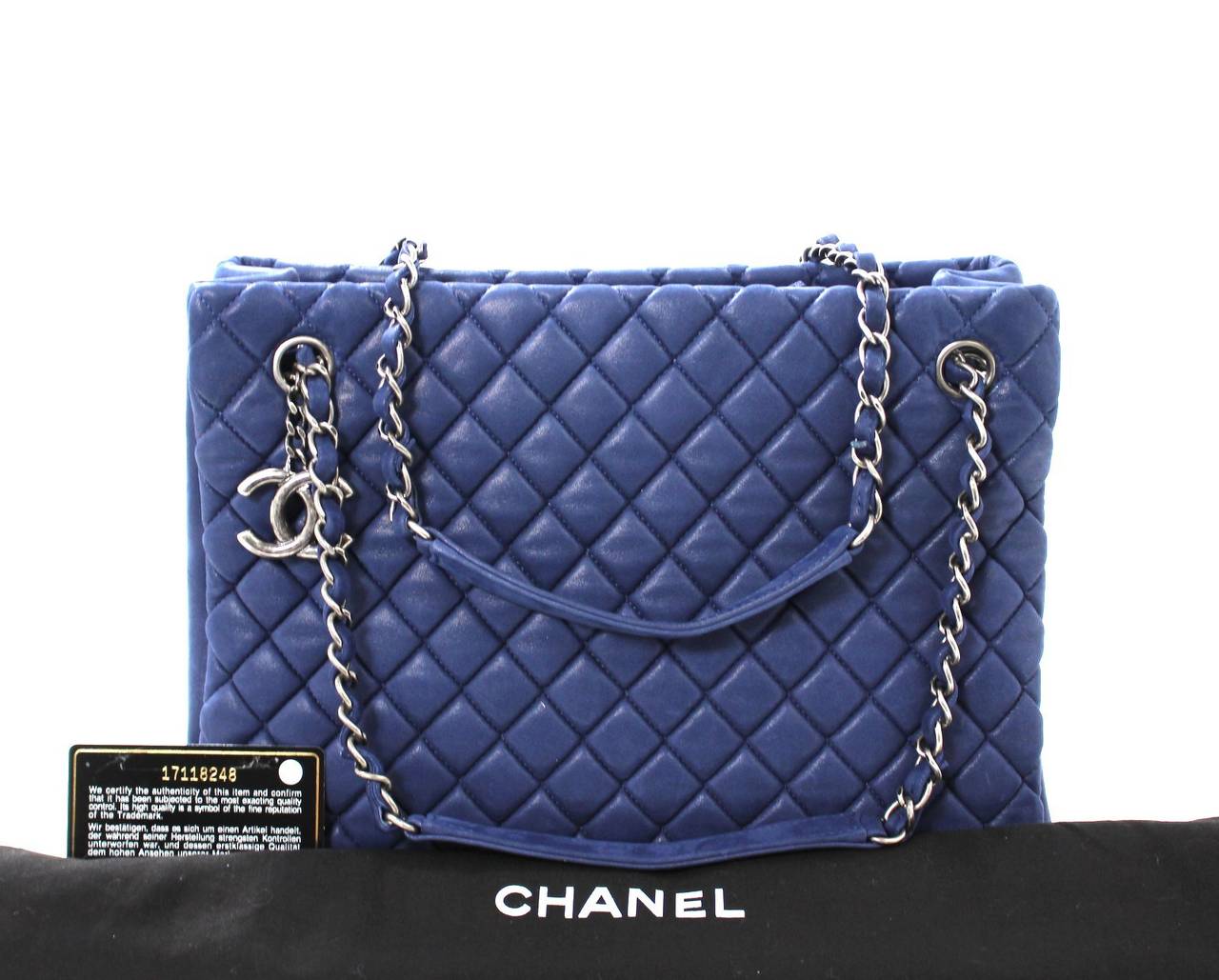 Chanel Cobalt Blue Leather Tote 6