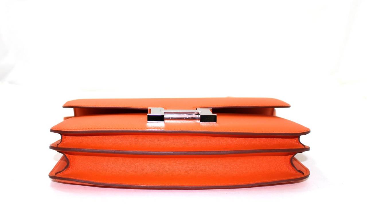 Red Hermes Orange Swift Leather Constance ELAN For Sale