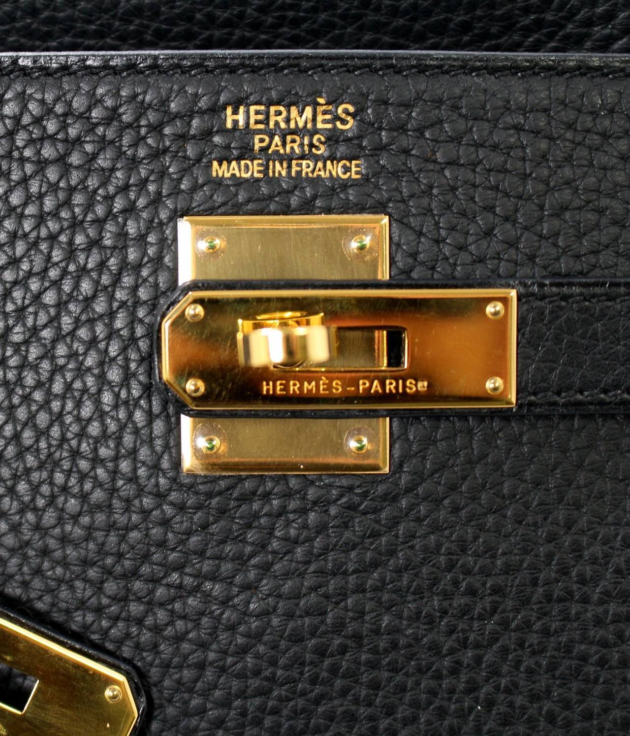hermes knockoff bags - HERMES Kelly Bag- Black Clemence Leather with Gold, 35 cm at 1stdibs