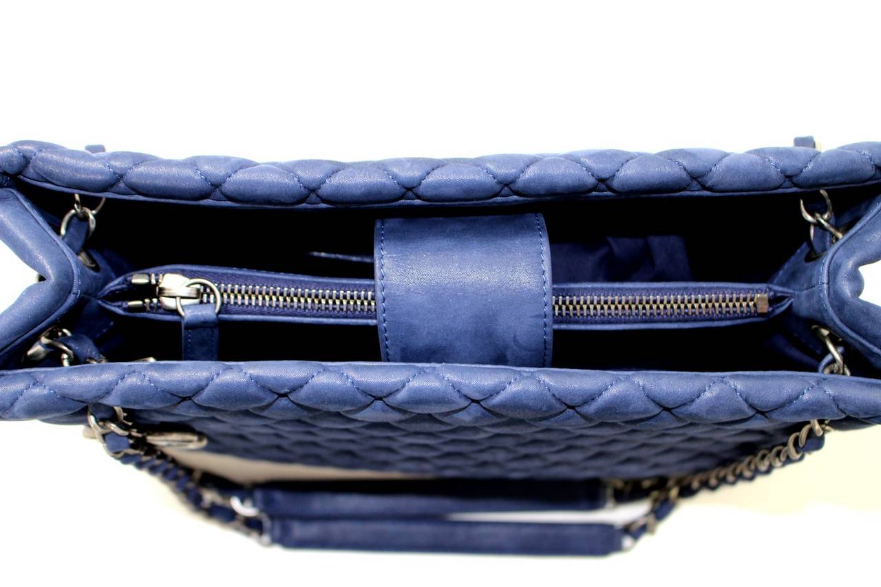 Chanel Cobalt Blue Leather Tote 2