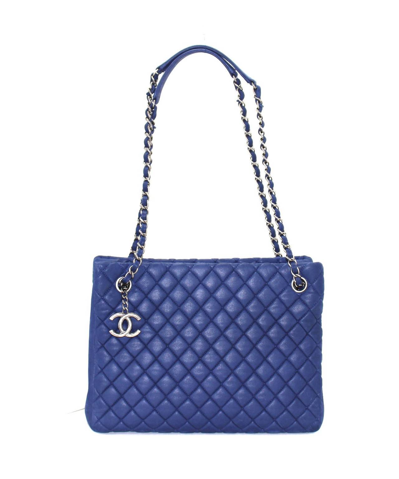 Chanel Cobalt Blue Leather Tote 5