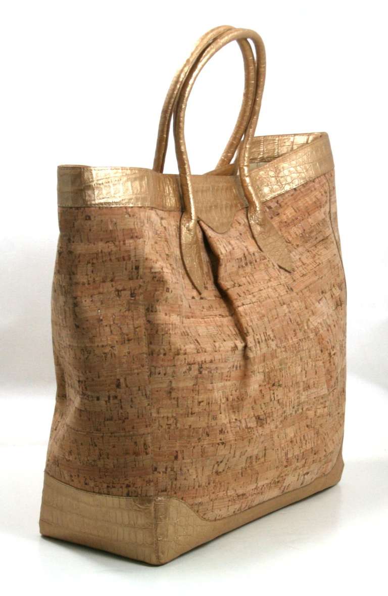 Nancy Gonzalez Cork and Crocodile Tote In Excellent Condition In New York City & Hamptons, NY