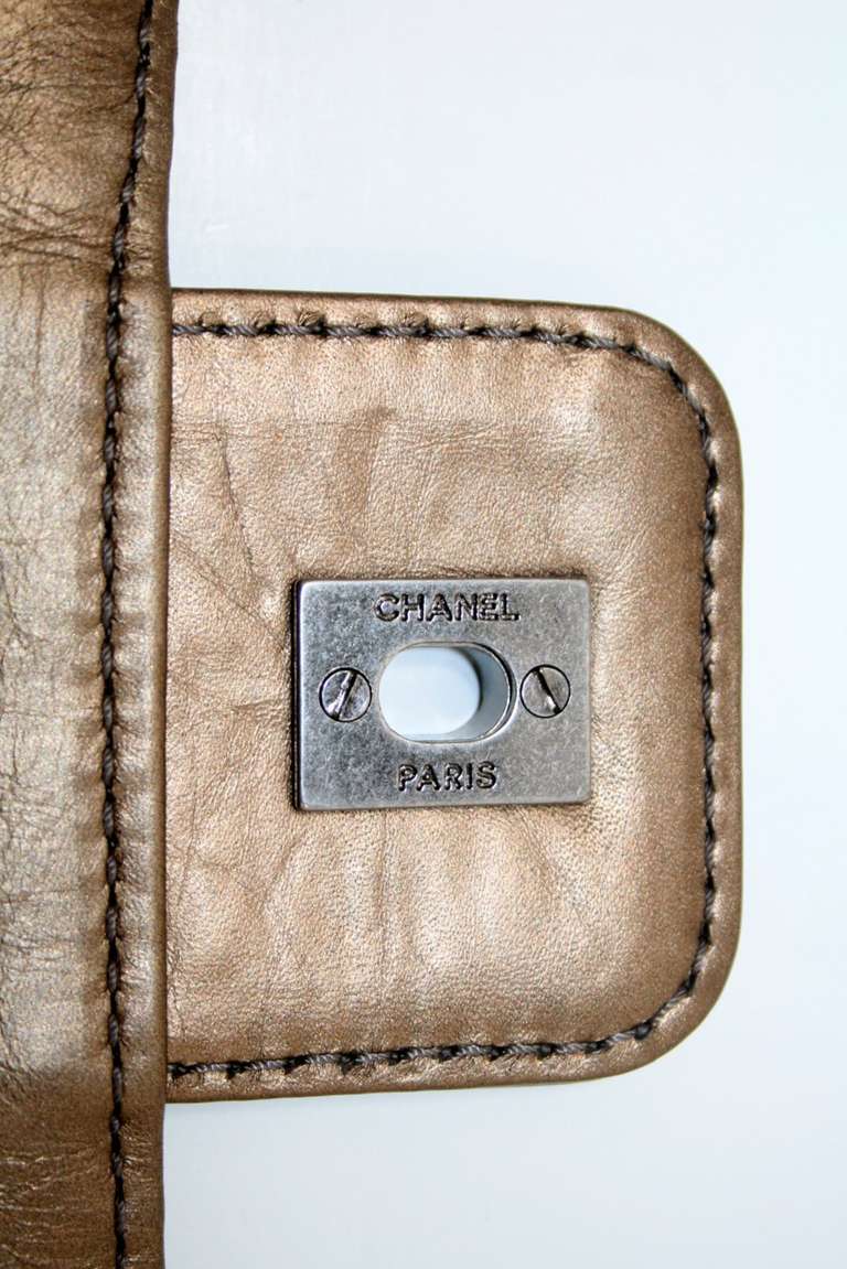 Chanel Distressed Gold Leather PNY Expandable Zip Flap Bag 6