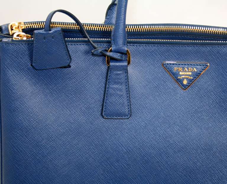Women's Prada Bluette Saffiano Lux Leather Executive Tote Large