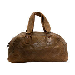 Chanel Brown Distressed Lambskin Cloudy Bundle Bowler Bag