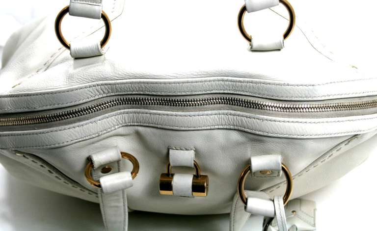 YSL White Leather XL Muse Bag 2