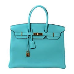Hermès Birkin Bag in Blue Atoll Togo Leather with Gold Hardware, 35 cm size