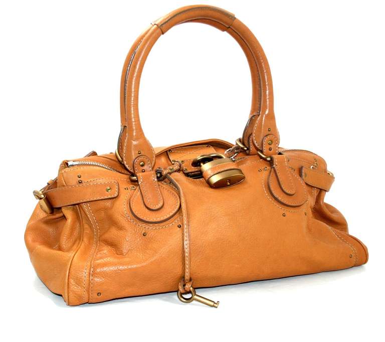Chloe Whiskey Leather XL Paddington Bag In Excellent Condition In New York City & Hamptons, NY