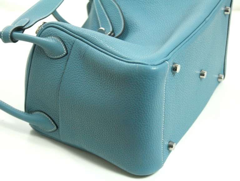 Hermès Blue Jean Clemence Leather 30 cm Lindy Bag 1
