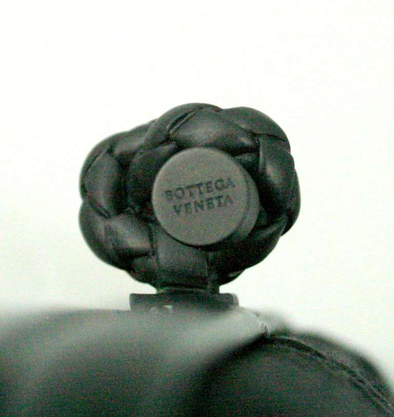 Bottega Veneta Black Satin Long Knot Clutch with Ayers Skin Trim 1