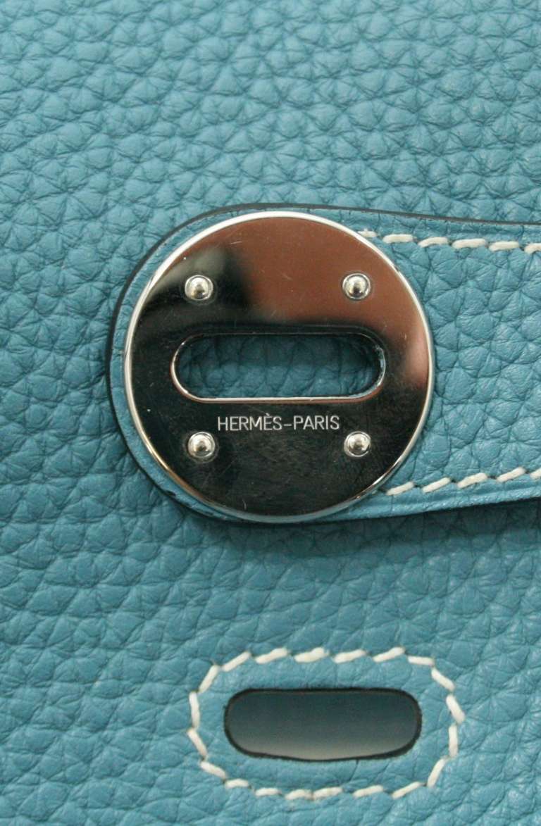 Hermès Blue Jean Clemence Leather 30 cm Lindy Bag 2