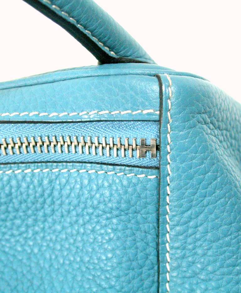 Hermès Blue Jean Clemence Leather 30 cm Lindy Bag 4