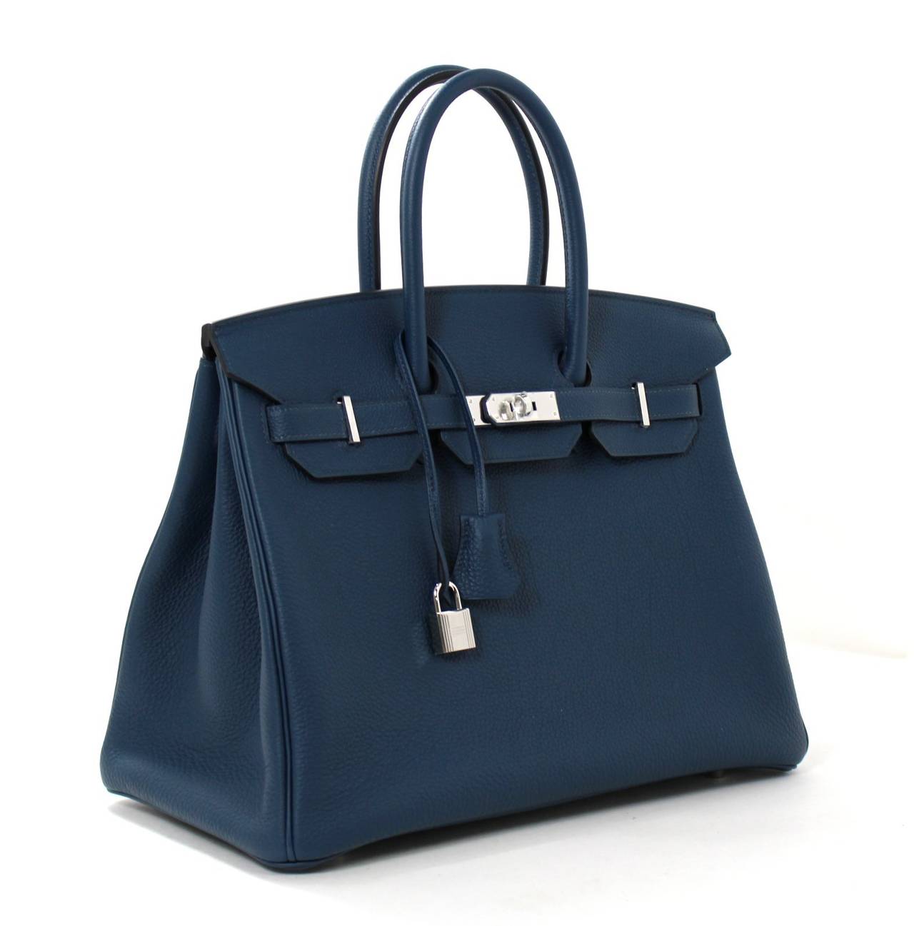 Hermes 35cm Blue de Prusse Buffalo Leather Birkin Bag with