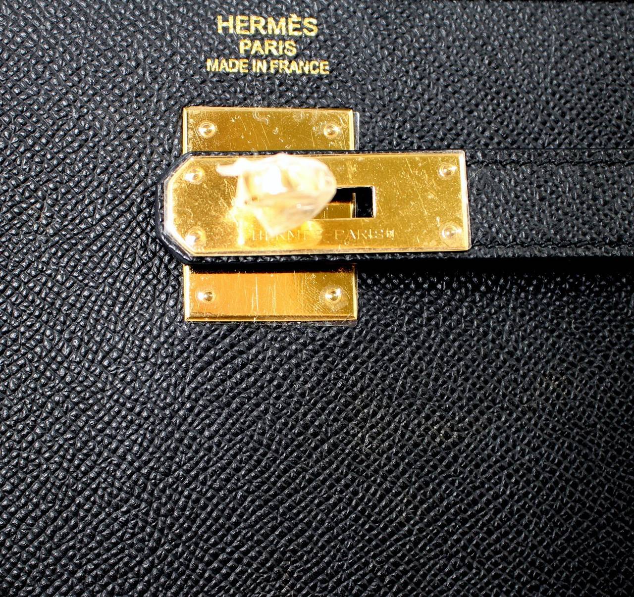Hermes Black Kelly Sellier- Epsom Leather GHW in 35 cm size at 1stDibs