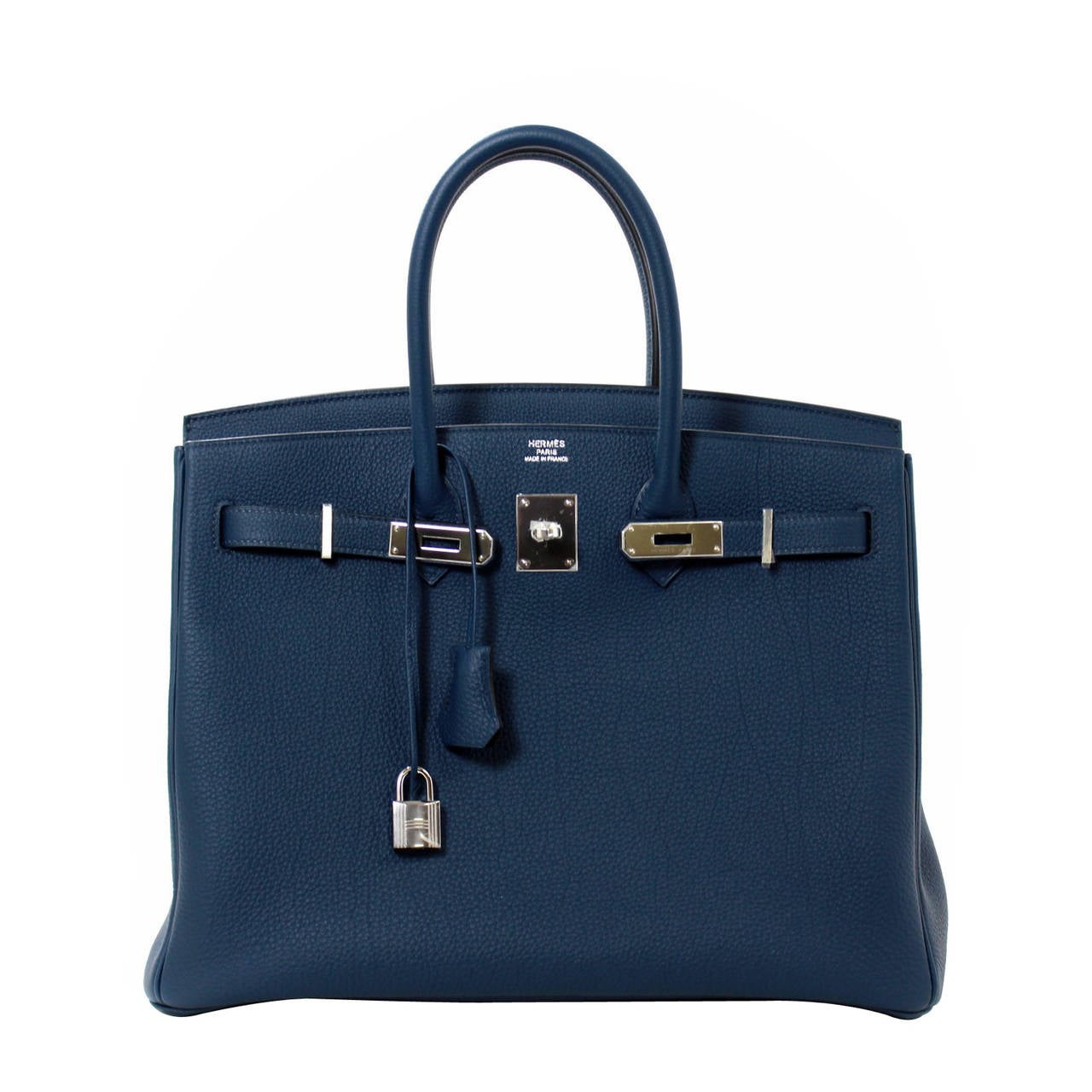 Hermes 35cm Blue de Prusse Buffalo Leather Birkin Bag with