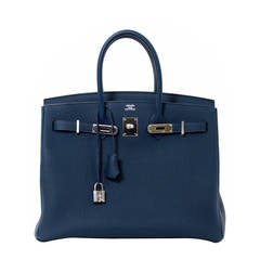 Hermès 35 cm Blaue de Prusse Birkin-Tasche- Togo mit PHW