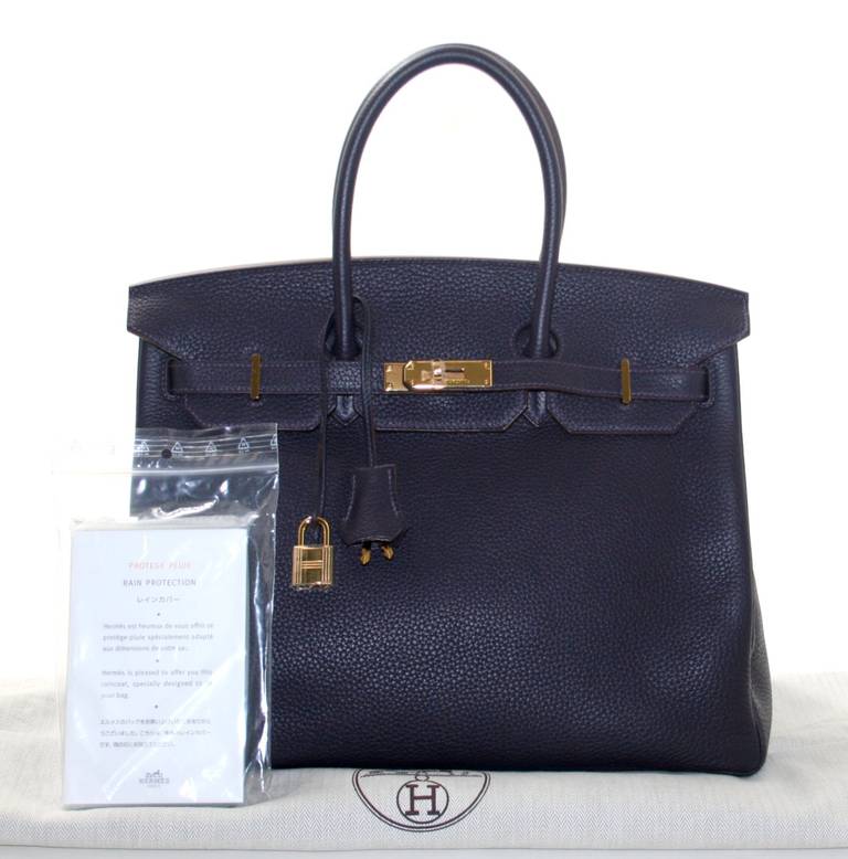 Hermès Raisin Clemence 35 cm Birkin Bag with Gold HW 6