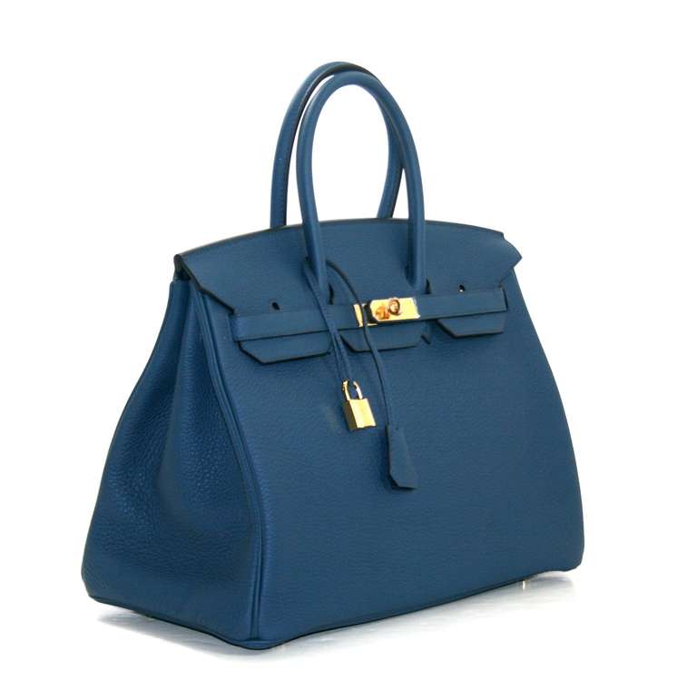 Hermès Bleu de Prusse Togo 35 cm Birkin with Gold HW In New Condition For Sale In New York City & Hamptons, NY