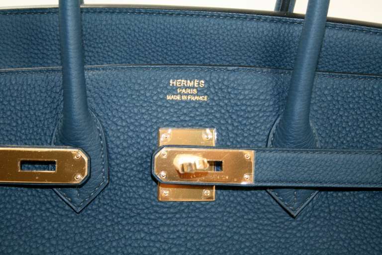 Hermès Bleu de Prusse Togo 35 cm Birkin with Gold HW For Sale 2