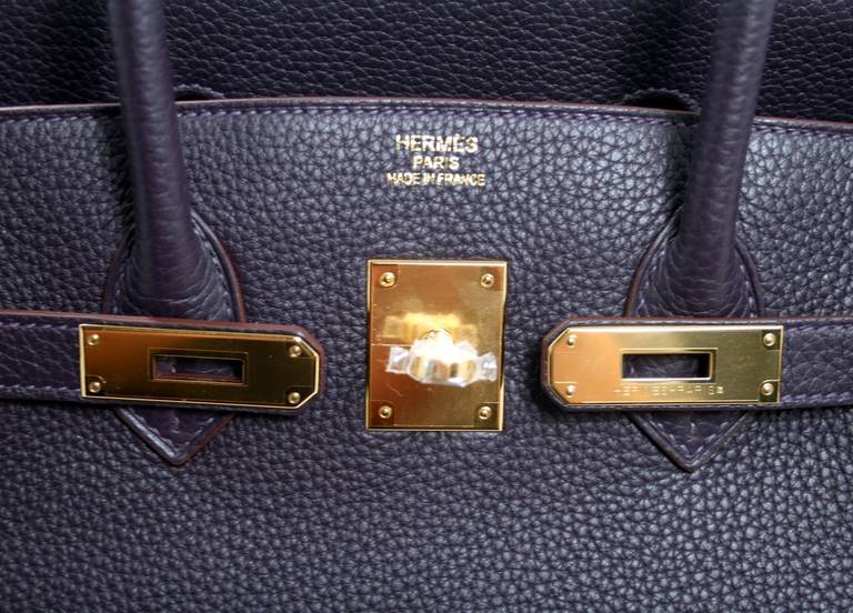 Hermès Raisin Clemence 35 cm Birkin Bag with Gold HW 1