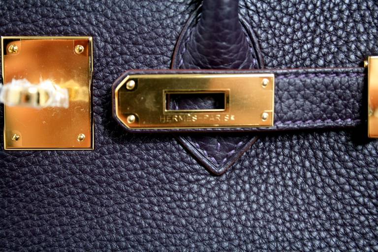 Hermès Raisin Clemence 35 cm Birkin Bag with Gold HW 2