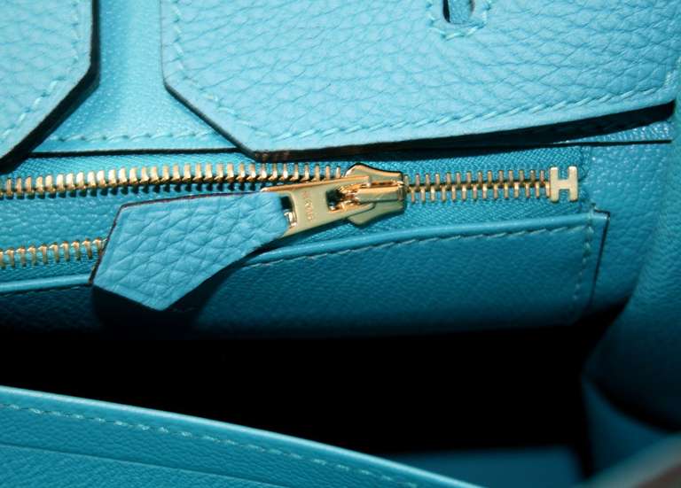 hermes turquoise leather handbag birkin  