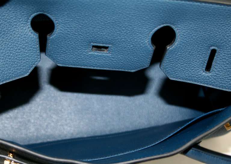 Hermès Bleu de Prusse Togo 35 cm Birkin with Gold HW For Sale 3