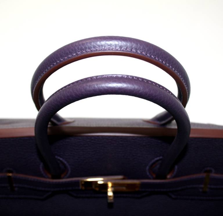 Hermès Raisin Clemence 35 cm Birkin Bag with Gold HW 4
