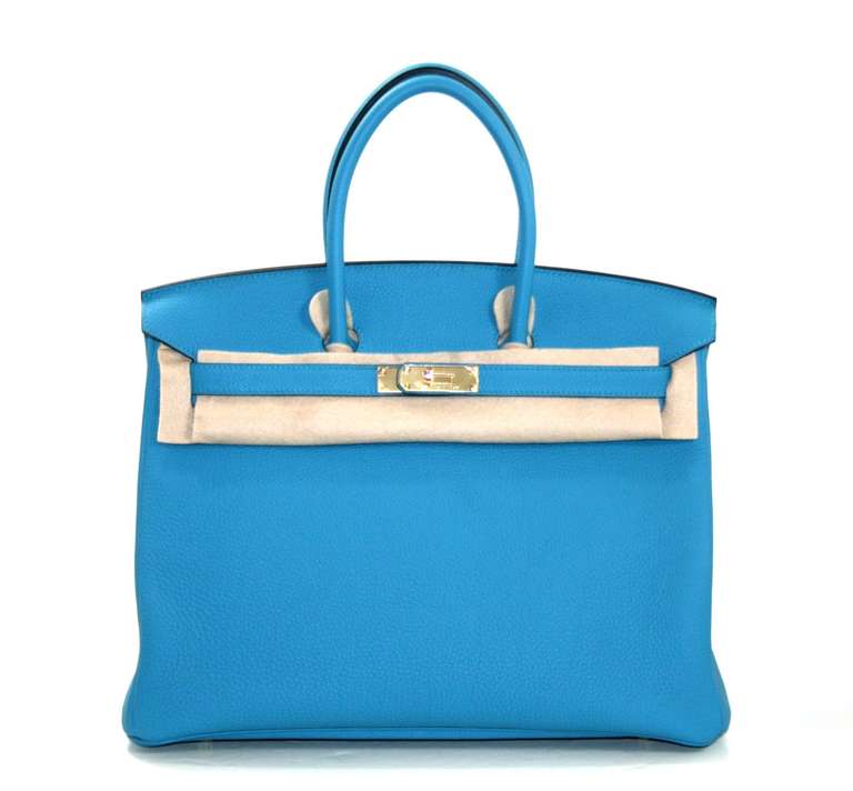 Hermes Birkin Bag in Turquoise Togo Leather Gold Hardware, 35 cm size 5