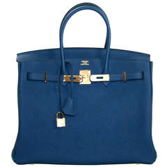 Hermès Bleu de Prusse Togo 35 cm Birkin with Gold HW
