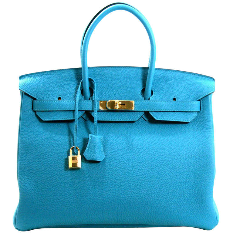 Hermes Birkin Bag in Turquoise Togo Leather Gold Hardware, 35 cm size ...