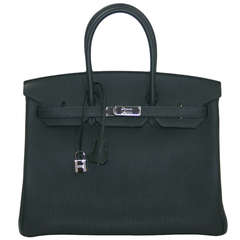Hermès Vert Fonce Togo 35 cm Horseshoe Birkin Bag with Palladium