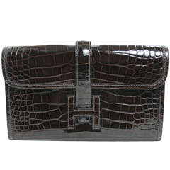 Hermès Havane Alligator Jige Clutch