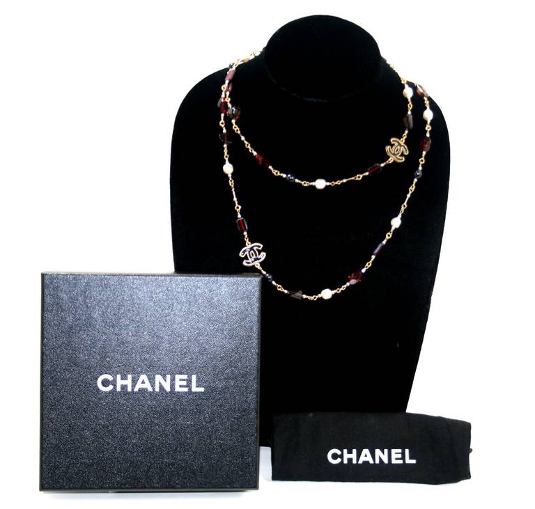 Chanel Glass Bead and Pearl Long Necklace 4
