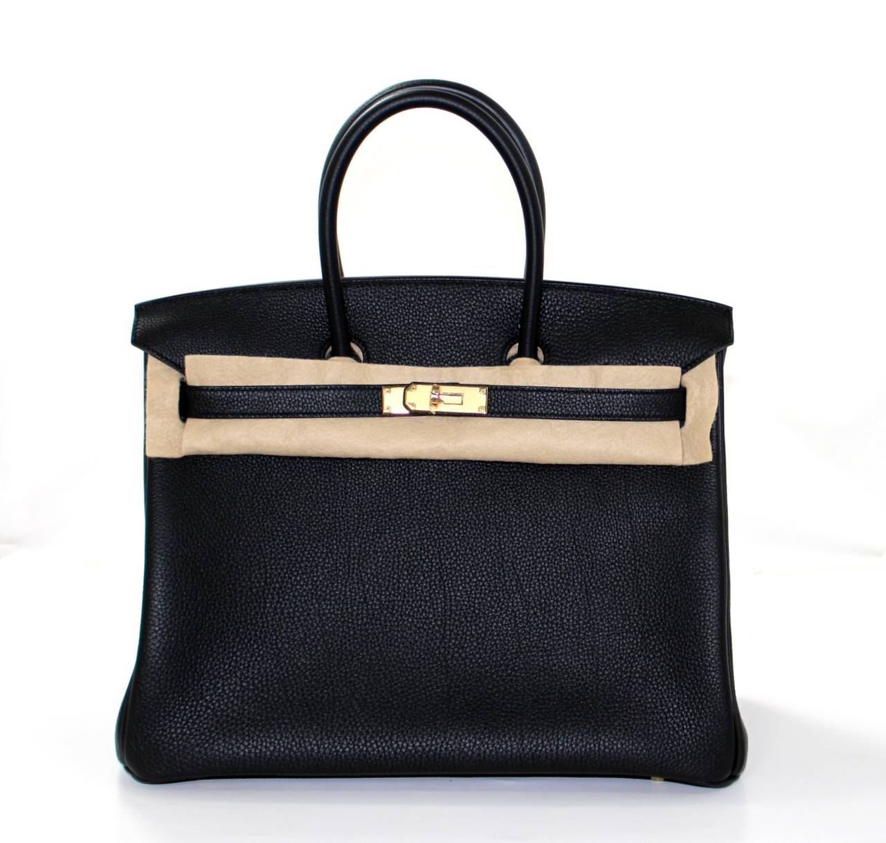 Hermès Horseshoe Birkin Bag in Black Togo with Rose Jaipur, 35 cm size. 3