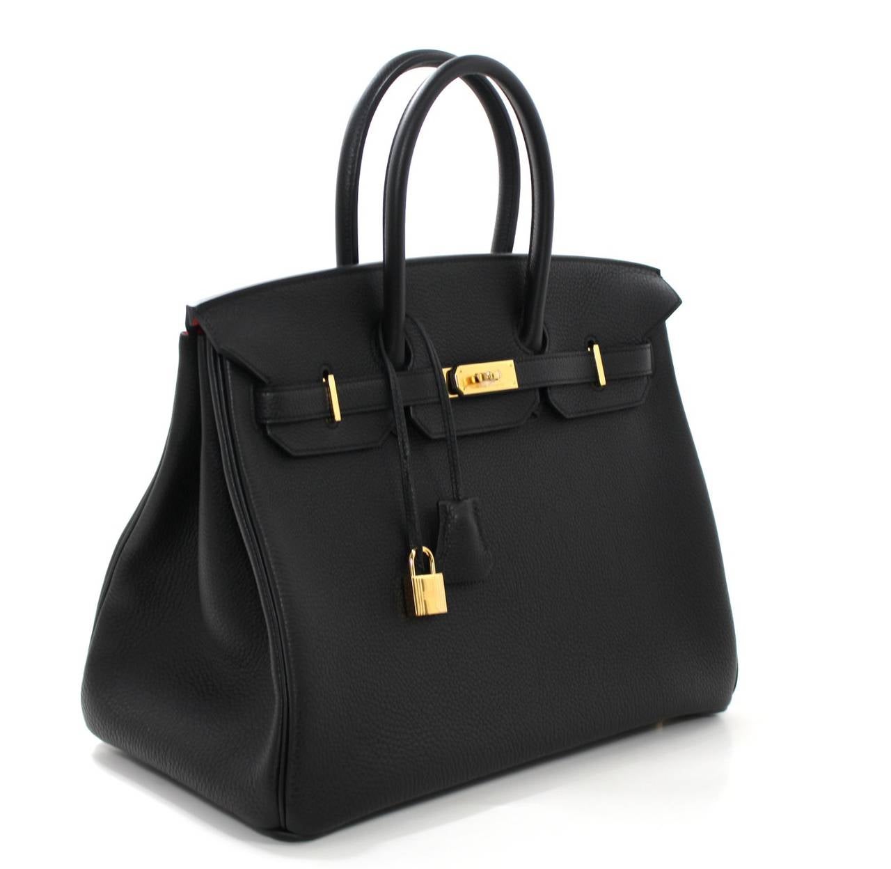 Hermès Horseshoe Birkin Bag in Black Togo with Rose Jaipur, 35 cm size ...