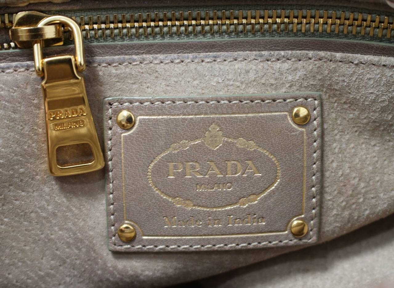 Prada Agave Woven Madras Top Handle Crossbody- Sold Out Nude color 2