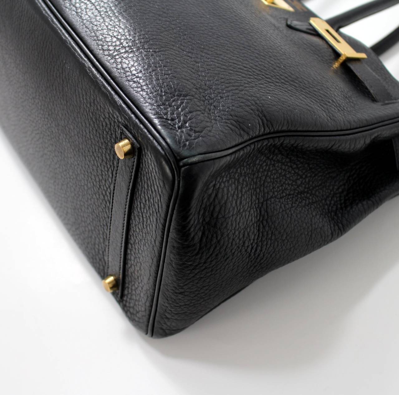 Hermes 35 cm Black Clemence Birkin with Gold at 1stdibs