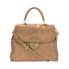 Prada Agave Woven Madras Top Handle Crossbody- Sold Out Nude color