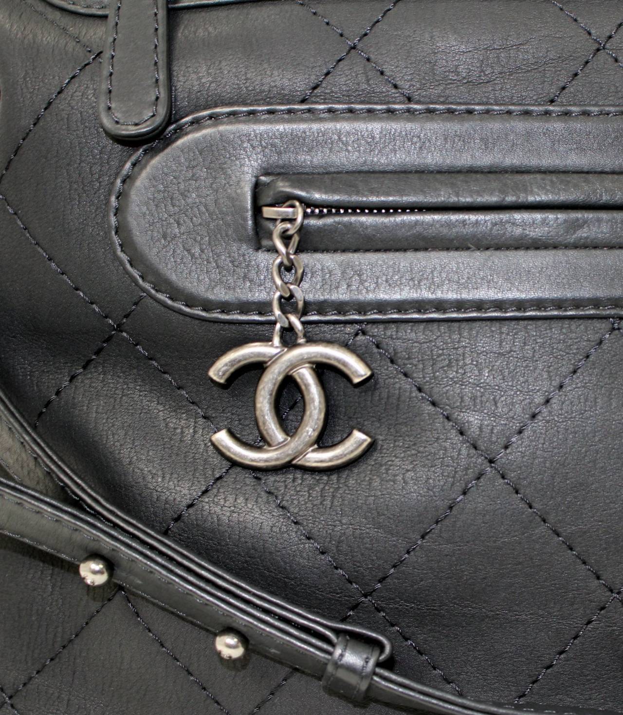 Chanel Black Leather XL Messenger Bag at 1stDibs