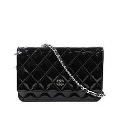 Chanel Black Quilted Patent Leather Classic WOC Clutch Bag