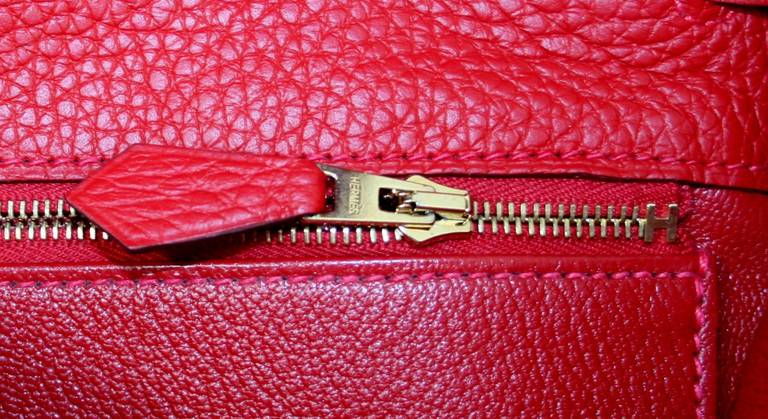 Hermès 35 cm Rouge Casaque Togo Leather Kelly Bag For Sale 5