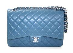 Chanel Blue Lambskin Maxi Shoulder Bag