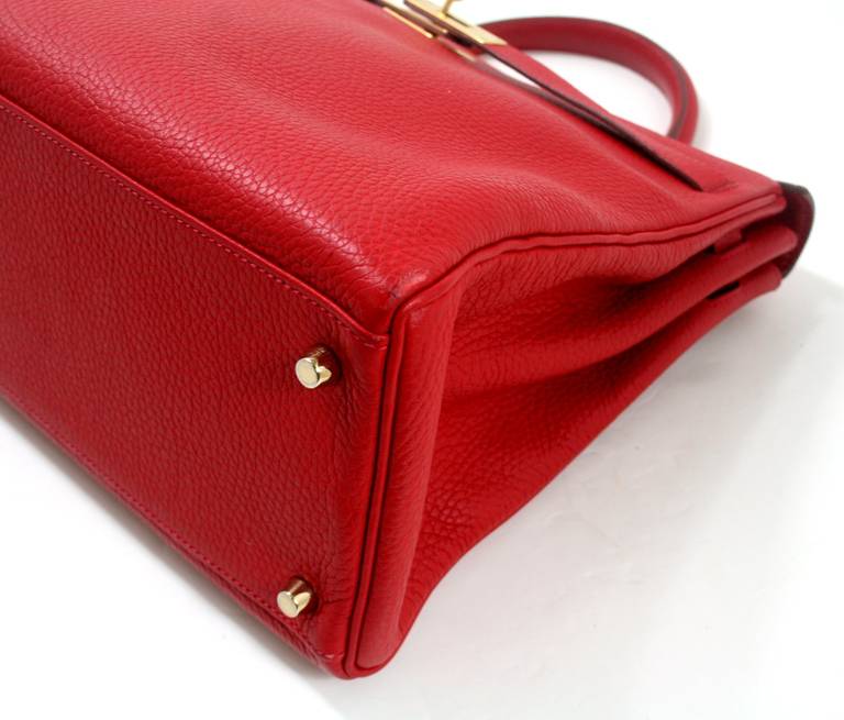 Hermès 35 cm Rouge Casaque Togo Leather Kelly Bag For Sale 1