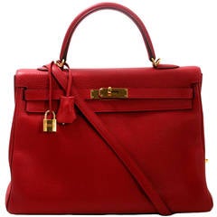 Hermès 35 cm Rouge Casaque Togo Leather Kelly Bag