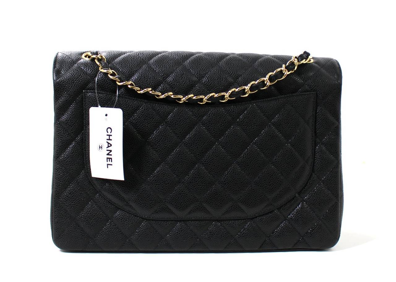 Chanel Caviar Leather Maxi Flap Bag- Black with GHW