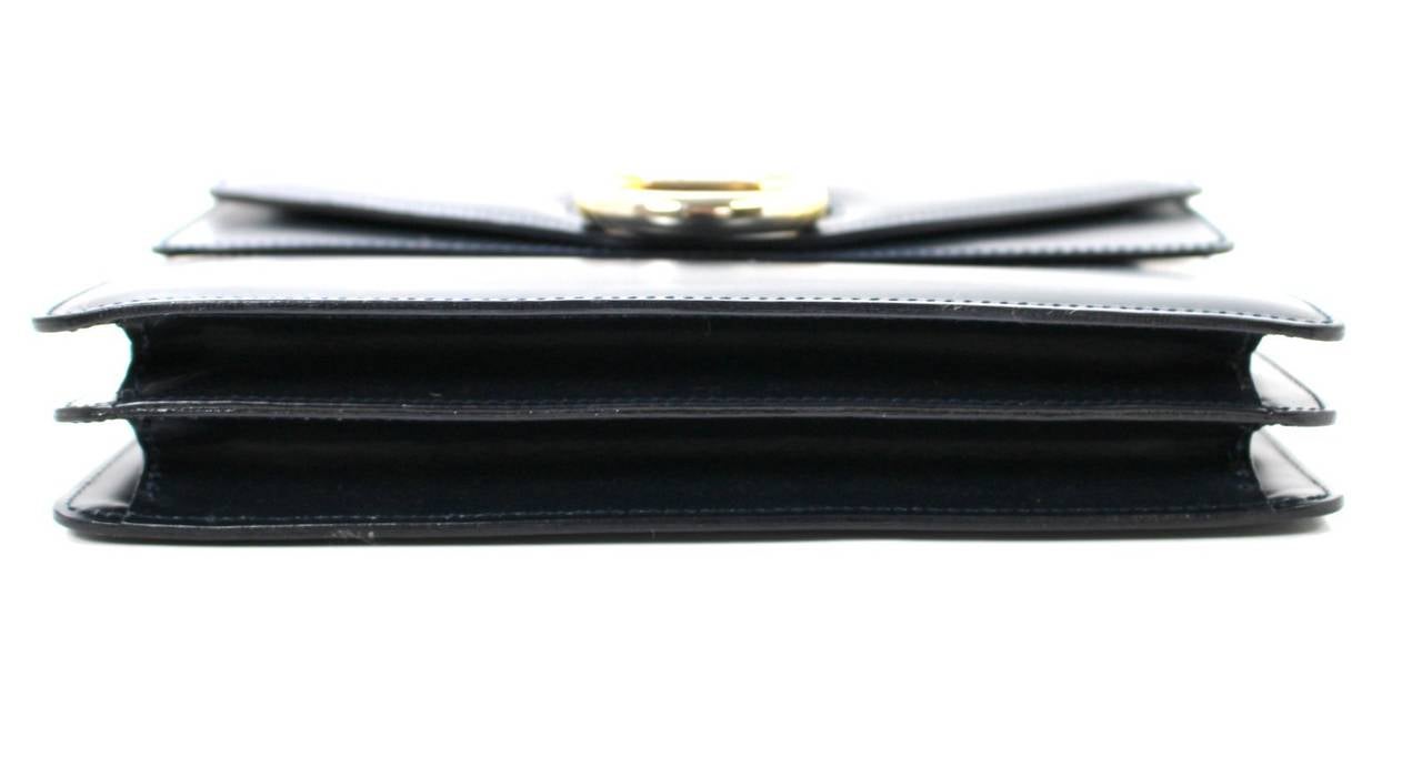 Women's Celine Navy Black Leather Top Handle Bag