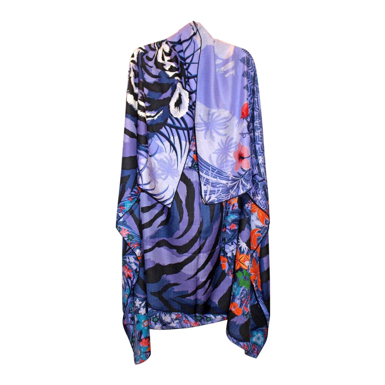 Hermes Lavender Tyger Tyger Cashmere Silk Scarf 140 cm