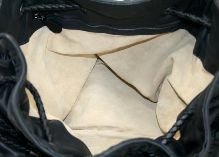 Bottega Veneta Black Leather Pyramid Drawstring Tote Bag 4
